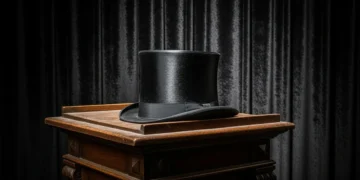 Beneath the Brim: The History of the Hat That Crowned Elites and Exiled Outsiders Top hat on lectern with velvet background
