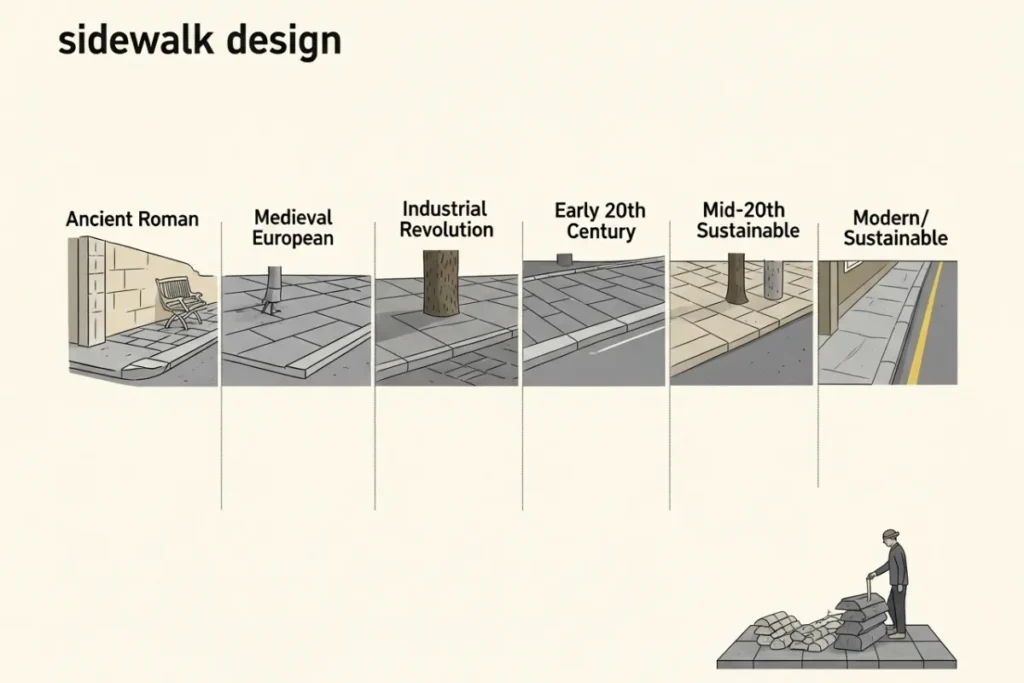 The Radical History of Sidewalks: When Walking Was a Crime A diagram showing the evolution of sidewalks design