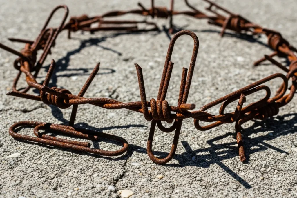 How the History of the Paperclip Unlocked Bureaucratic Oppression and Quiet Rebellion Rusty paperclip arranged like barbed wire