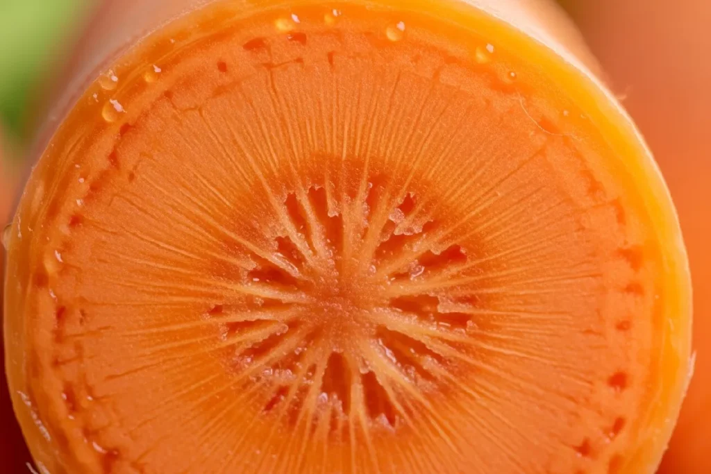 Carrots Eyesight Myth: The 1 Devious WWII Lie That Fooled the World A detailed macro photograph of a carrot's cross-section.