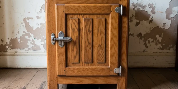 Antique icebox in old kitchen