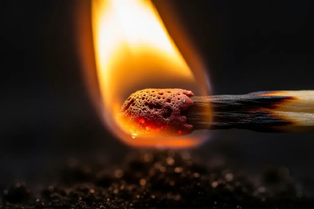 Striking a Deadly Bargain: The True History of the Match and the People It Burned Glowing single matchhead in soot - The History of the Match