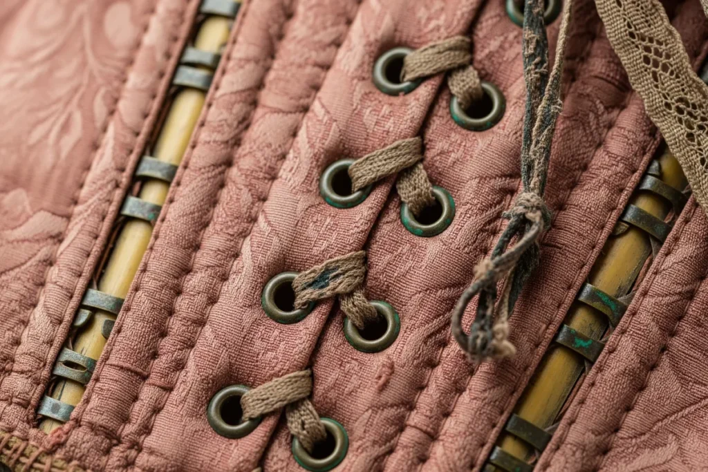 Corset boning and lacing detail - history of the corset