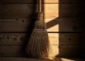Sweeping Shame and Strength: The History of the Broom That Cleansed Homes — and Bound Beliefs Sorghum broom leaning against cottage wall.