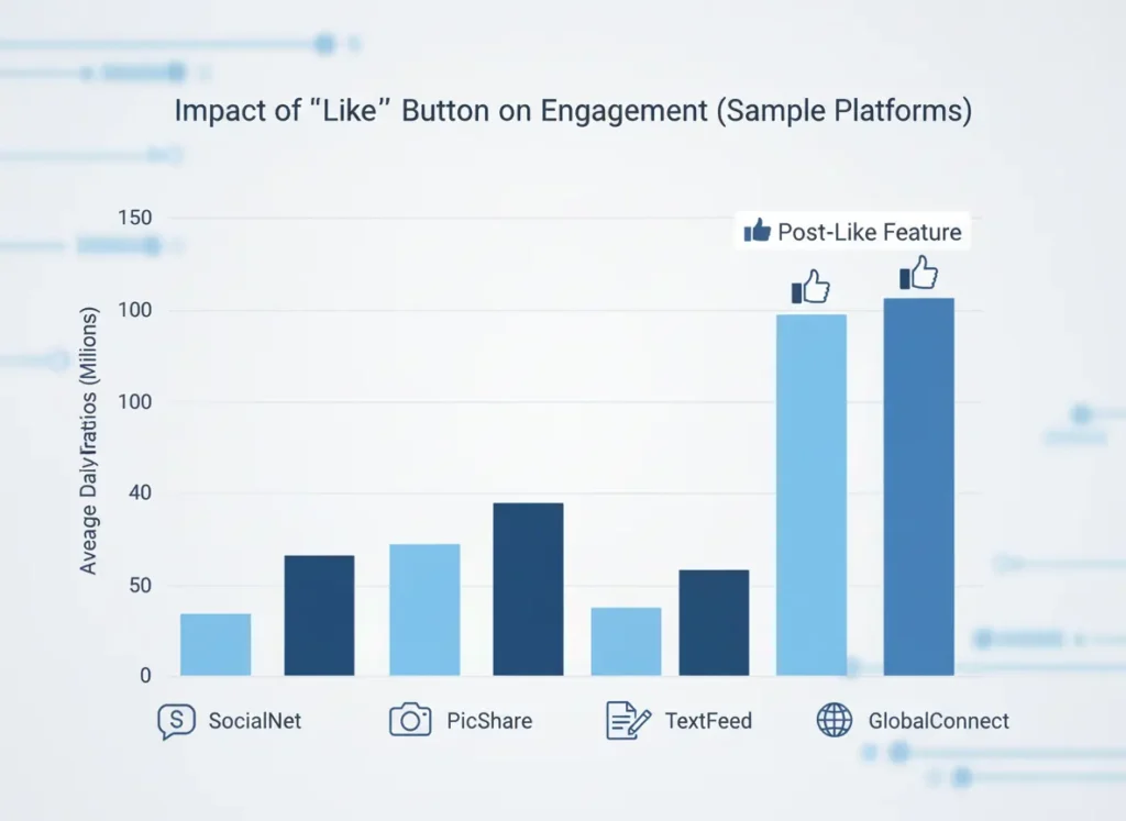 Chart of engagement changes after like button.
